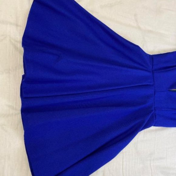 Off-the-Shoulder Royal Blue Dress - Picture 5 of 9